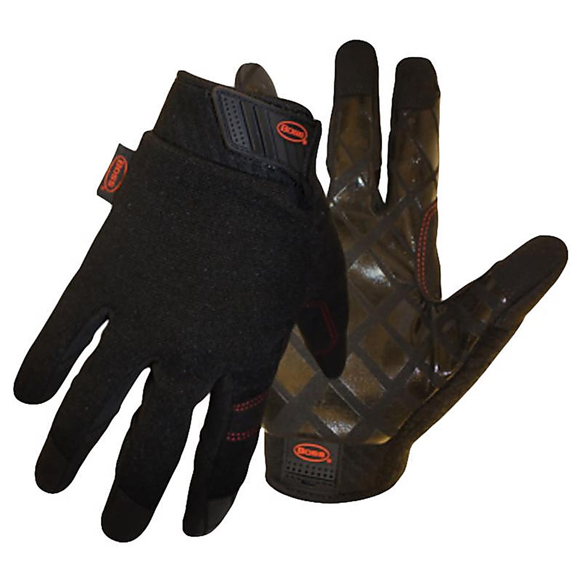 Boss - 5211M - Unisex Indoor/Outdoor Diamond Grip Mechanic's Glove Black M 1 pair