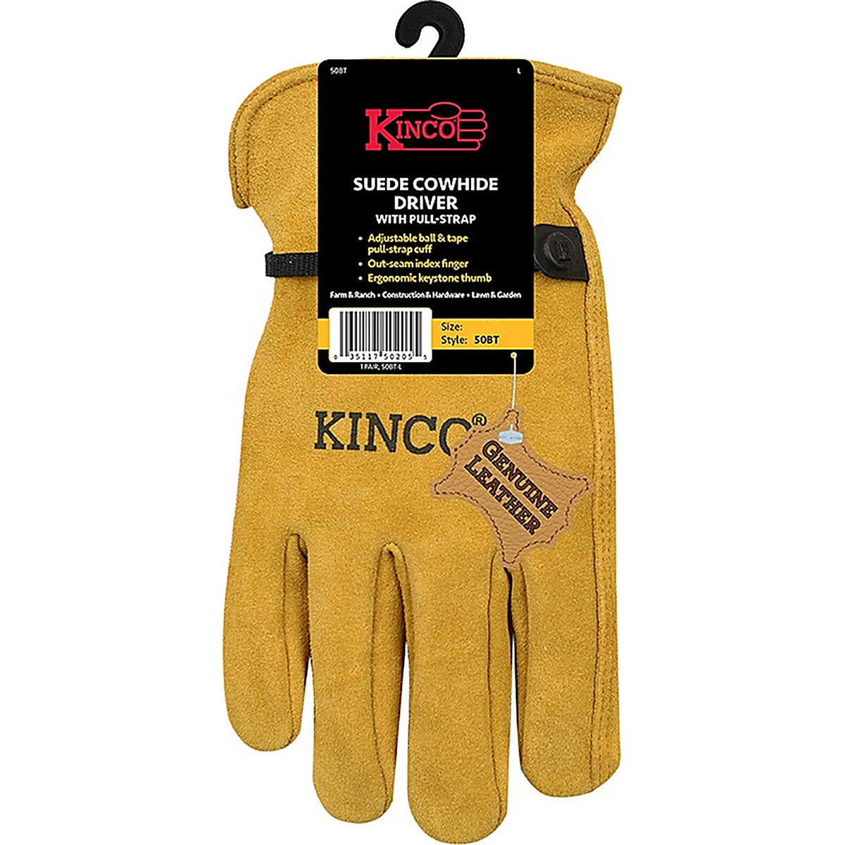 Kinco - 50BT-M - Men's Indoor/Outdoor Driver Gloves Gold M 1 pair
