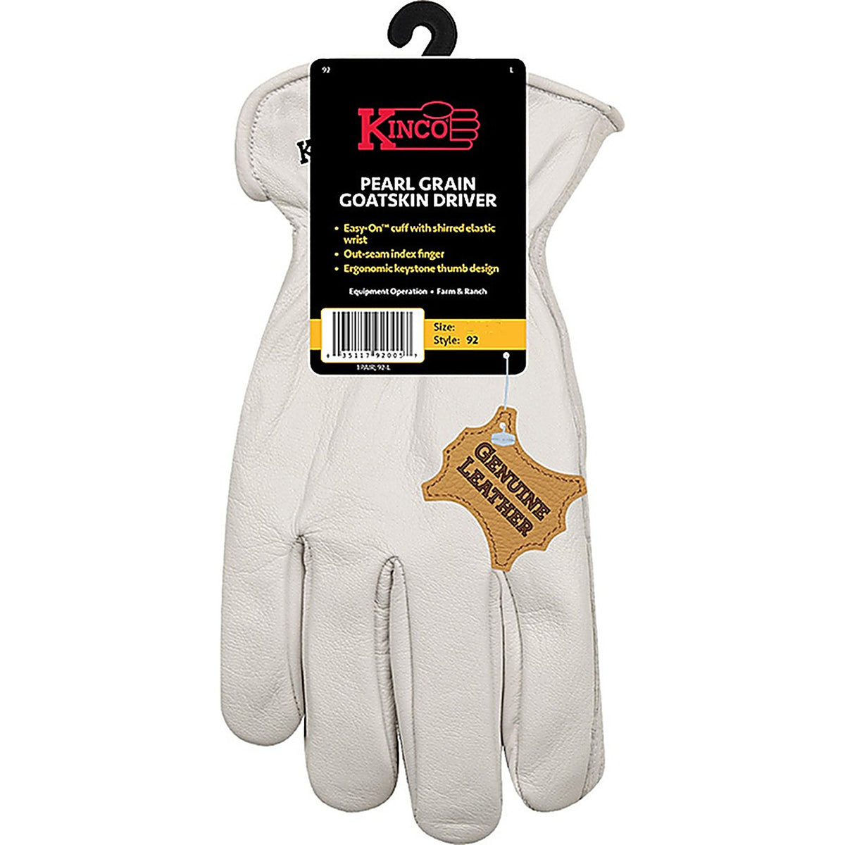 Kinco - 92-XL - Men's Indoor/Outdoor Pearl Driver Gloves White XL 1 pair