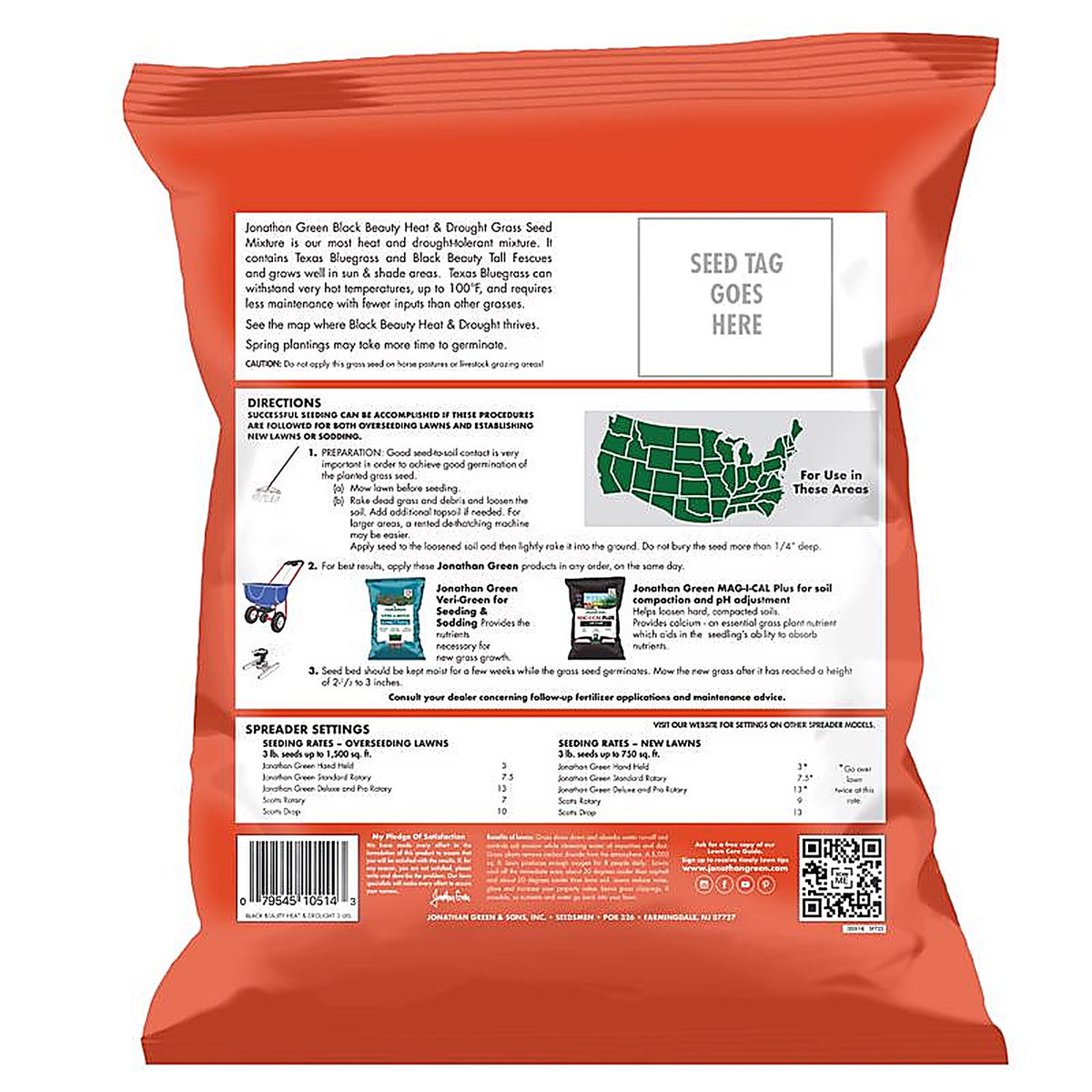 Jonathan Green - 10514 - Black Beauty Heat & Drought Mixed Sun or Shade Grass Seed 3 lb