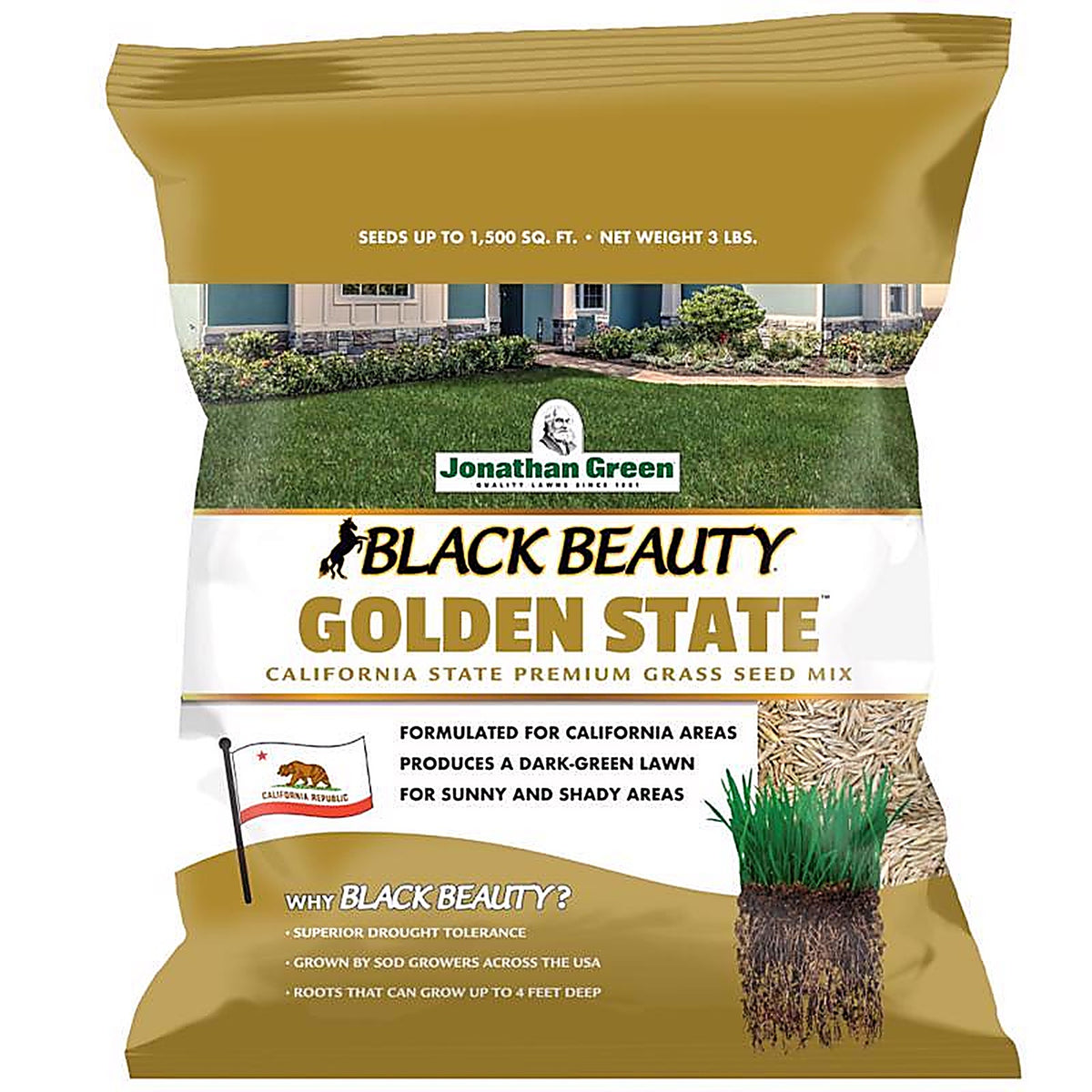 Jonathan Green - 10702 - Black Beauty Golden State Mixed Sun or Shade Grass Seed 3 lb