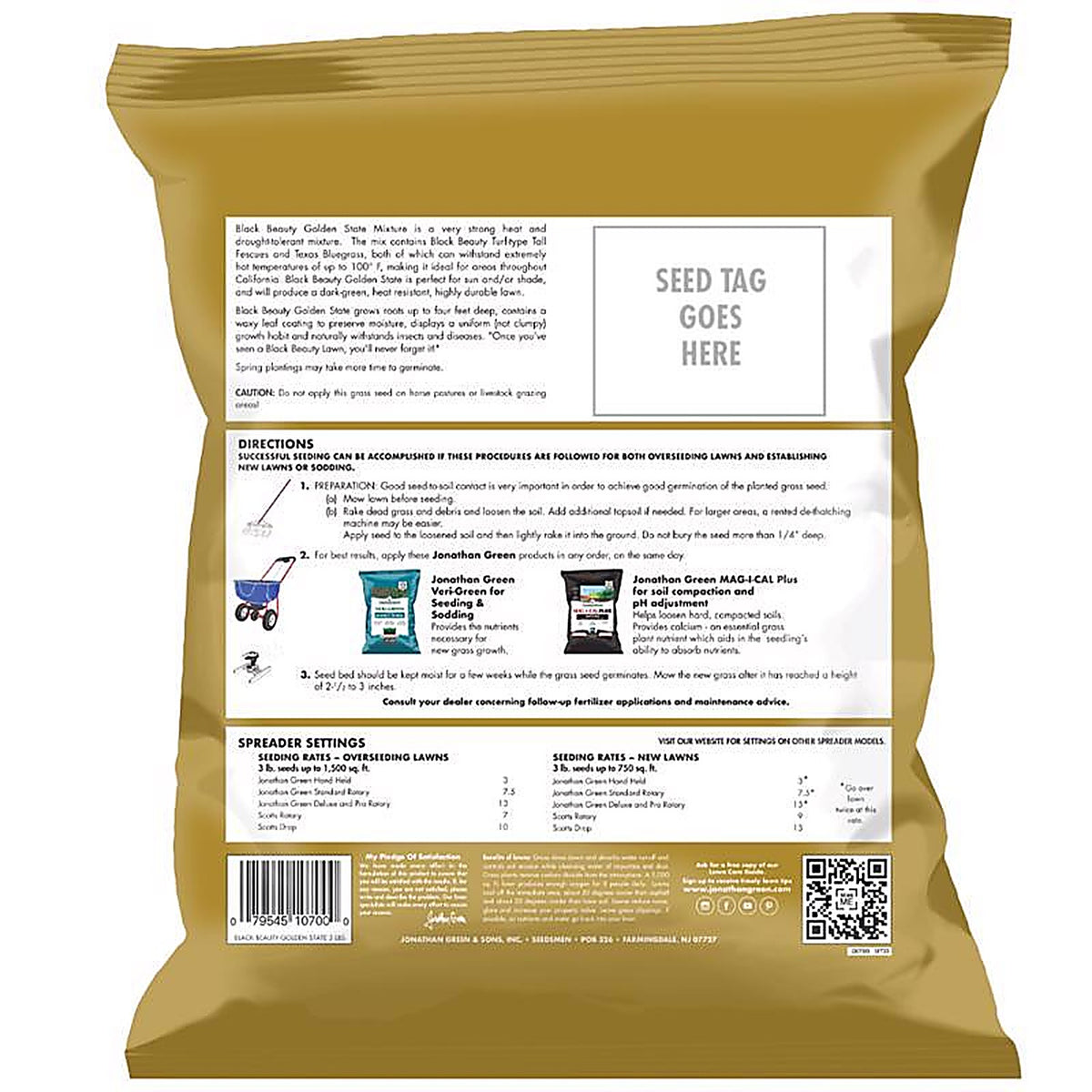 Jonathan Green - 10702 - Black Beauty Golden State Mixed Sun or Shade Grass Seed 3 lb