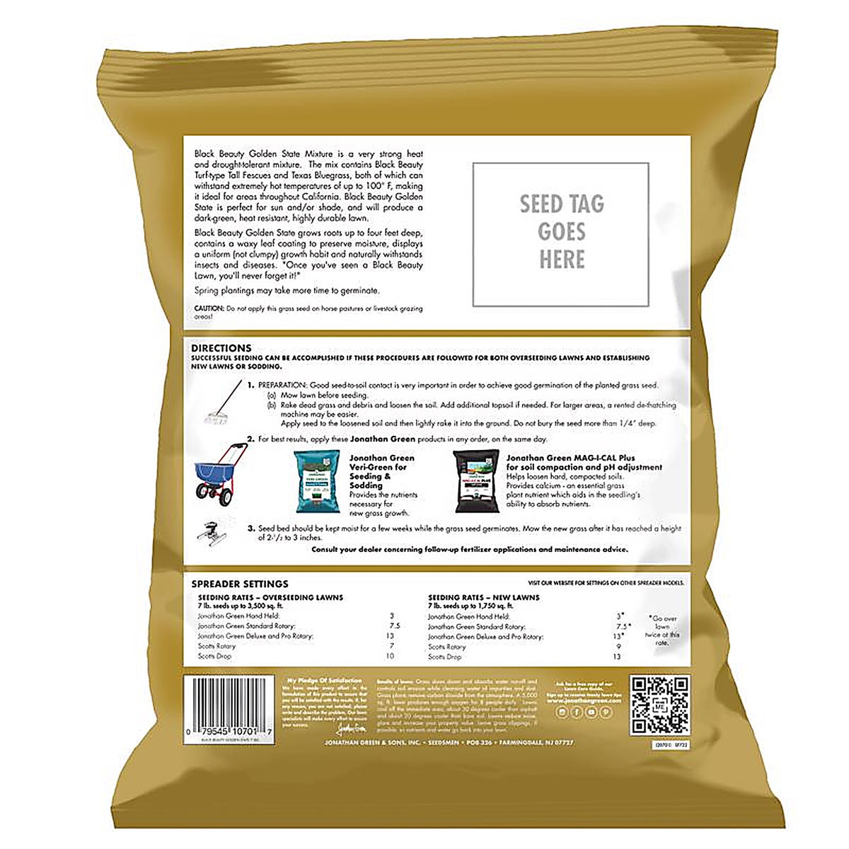 Jonathan Green - 10701 - Black Beauty Golden State Mixed Sun or Shade Grass Seed 7 lb