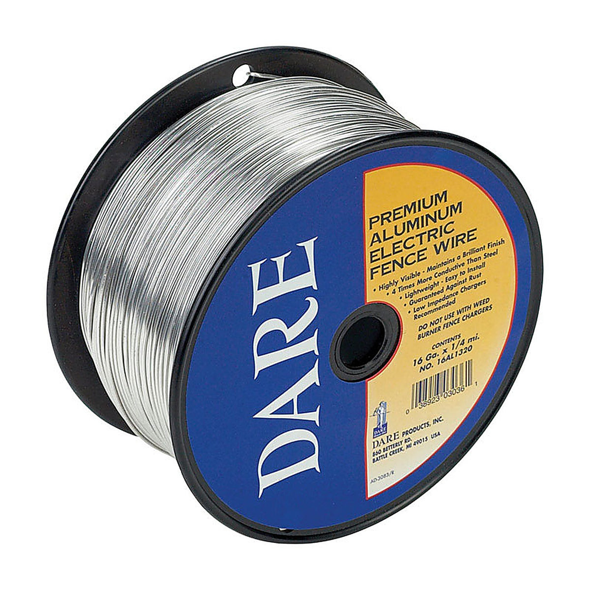 Dare - 16AL1320 - Electric-Powered Electric Fence Wire 1320 ft. Silver