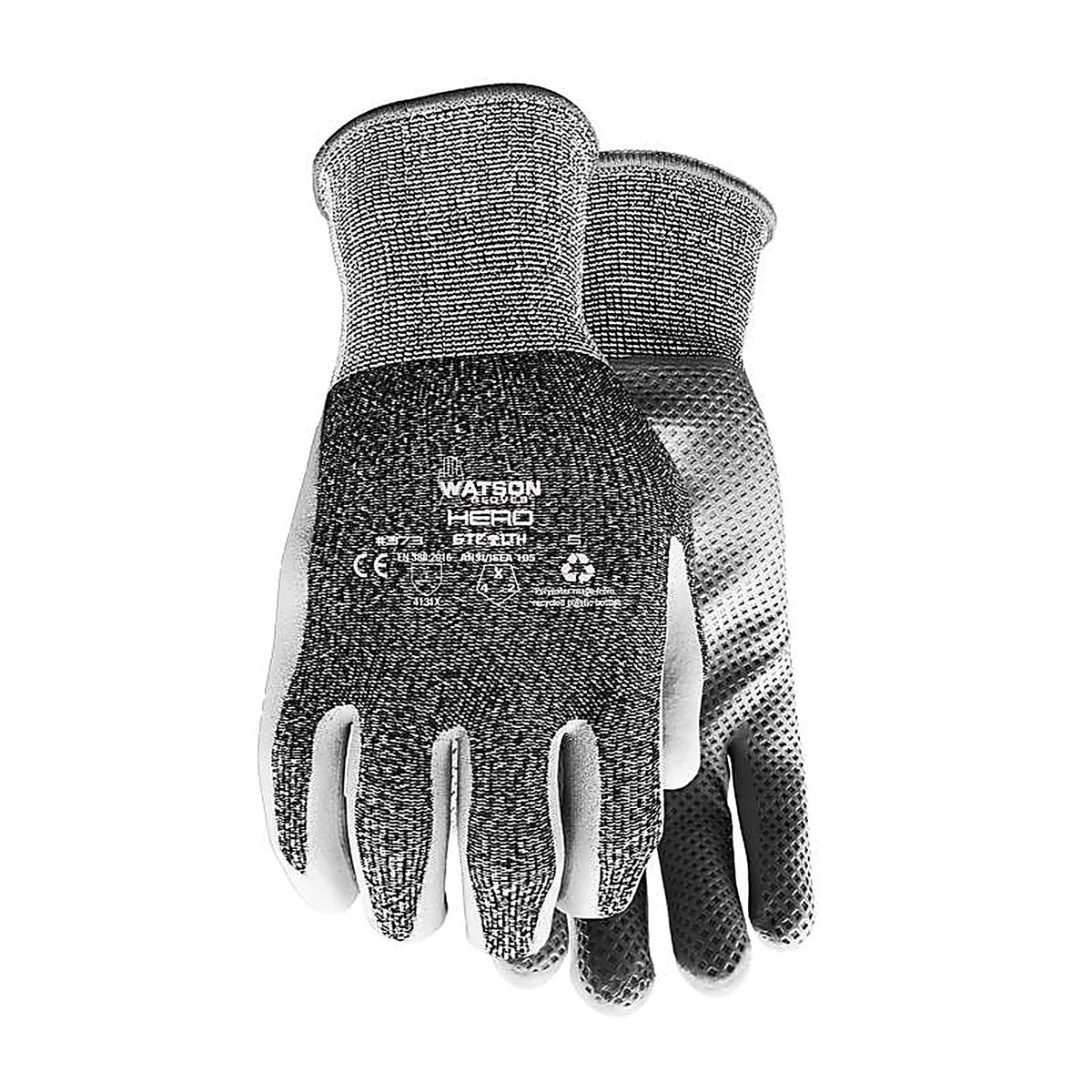 Watson Gloves - 373-S - S Polyester Stealth Hero Black Dipped Gloves