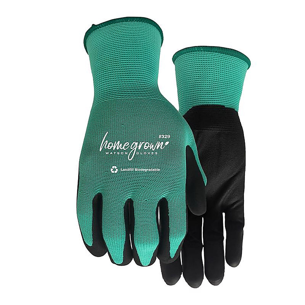 Watson Gloves - 329-S - Home Grown S Nylon Jade Black/Green Dipped Gloves