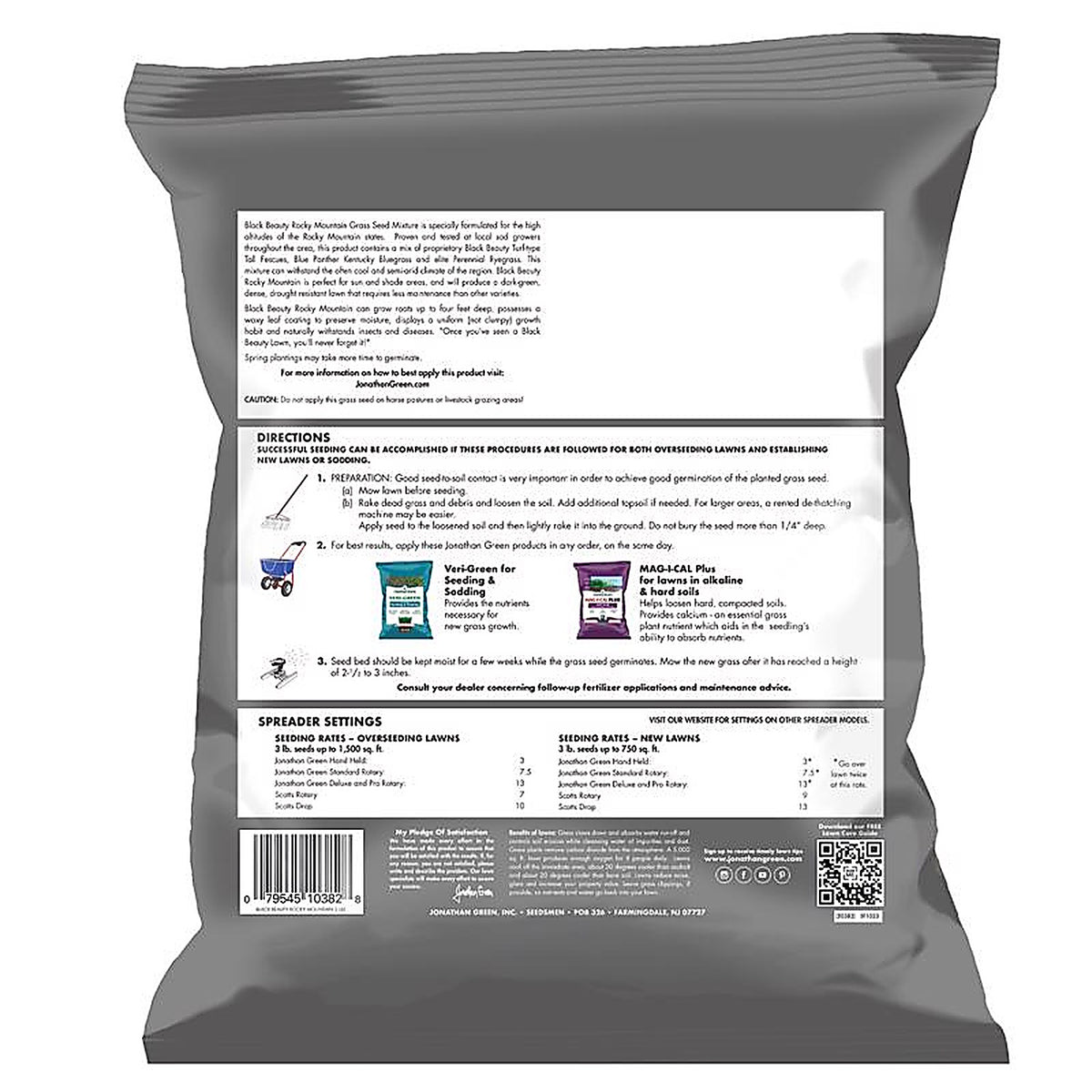 Jonathan Green - 10382 - Black Beauty Rocky Mountain Mixed Sun or Shade Grass Seed 3 lb
