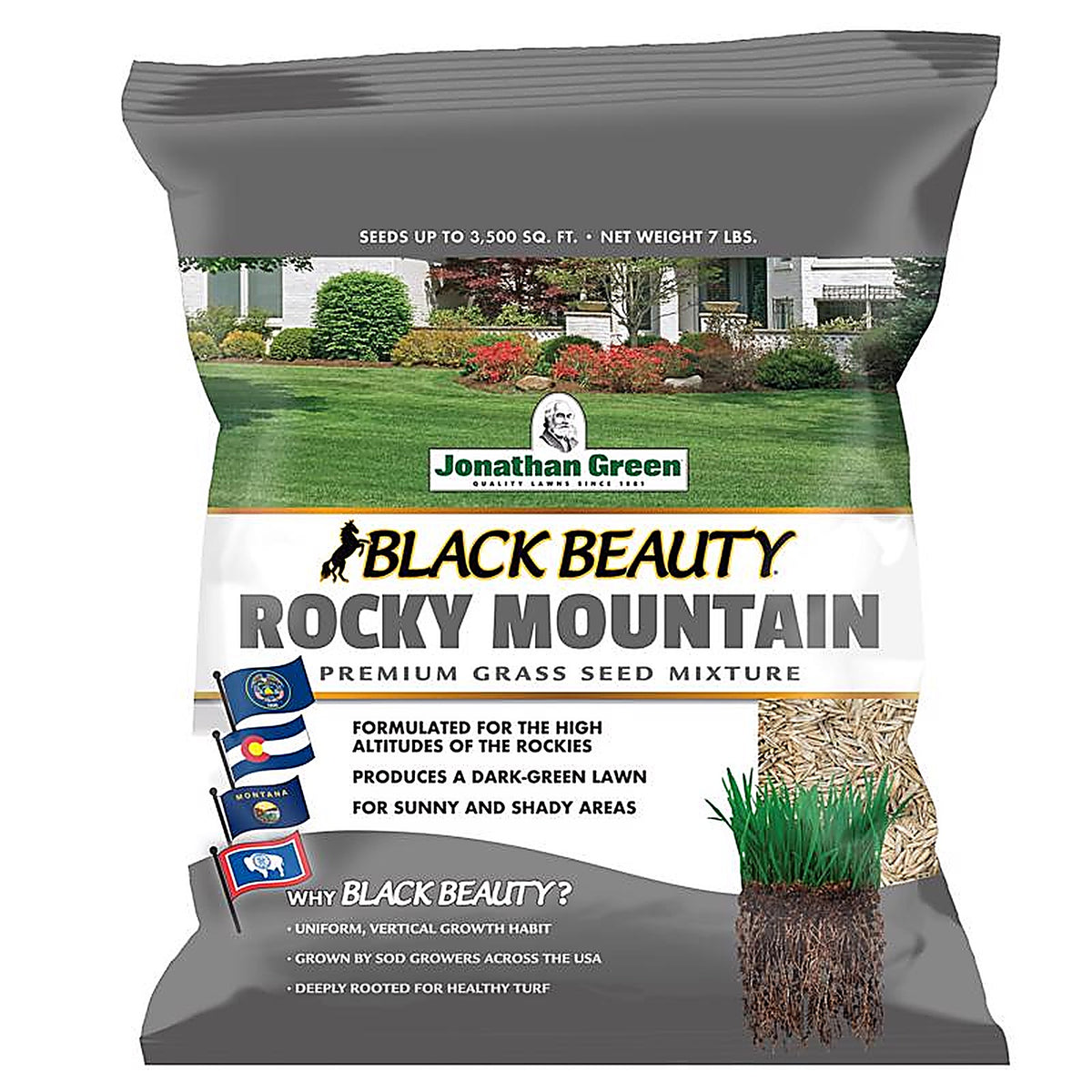 Jonathan Green - 10383 - Black Beauty Rocky Mountain Mixed Sun or Shade Grass Seed 7 lb