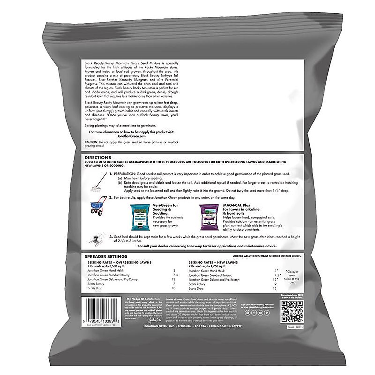 Jonathan Green - 10383 - Black Beauty Rocky Mountain Mixed Sun or Shade Grass Seed 7 lb