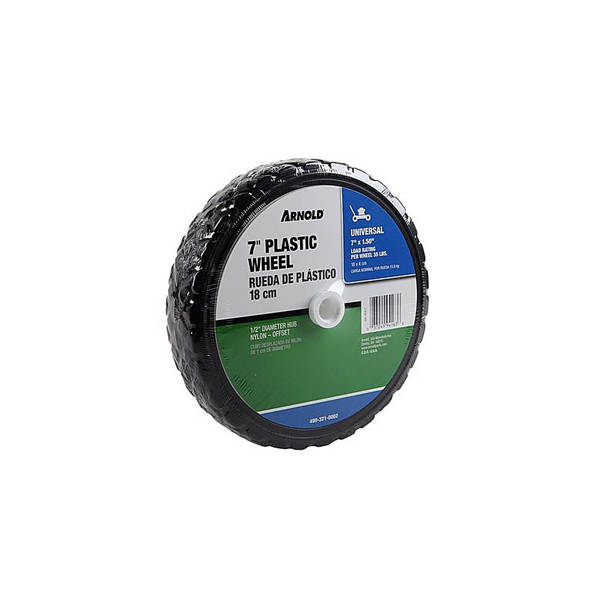 Arnold - 490-321-0002 - 1.5 in. W x 7 in. Dia. Plastic Lawn Mower Replacement Wheel 35 lb.