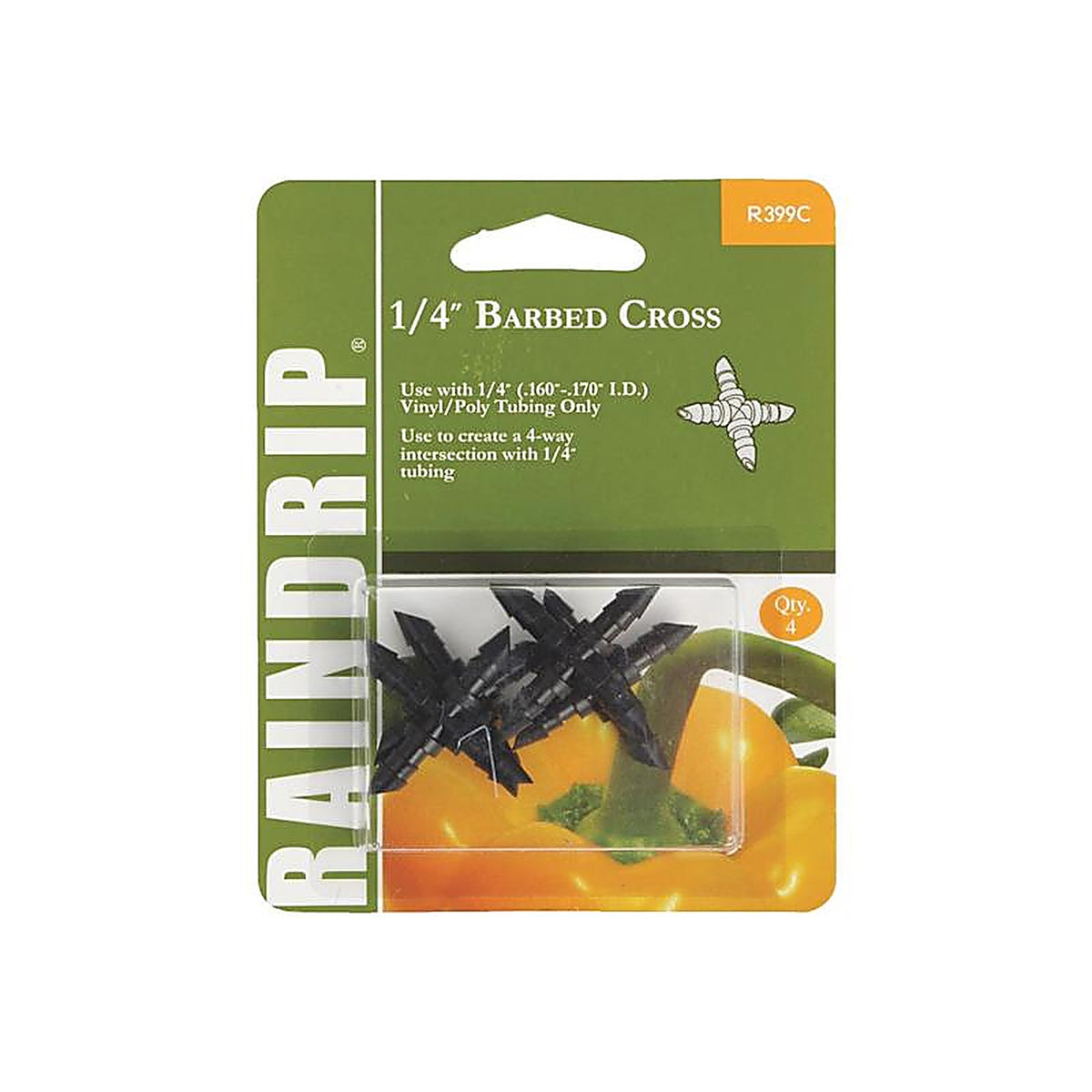 Raindrip - R399CT - Barbed 1/4 in. Drip Irrigation Cross - 4/Pack