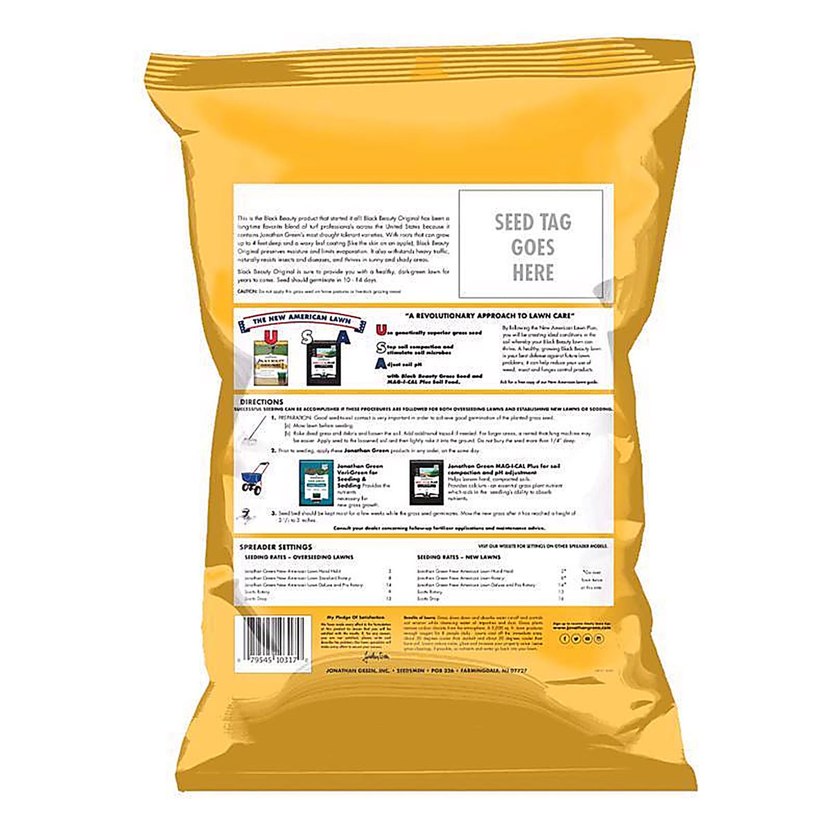 Jonathan Green - 10315 - Black Beauty Original Tall Fescue Grass Sun or Shade Grass Seed 25 lb