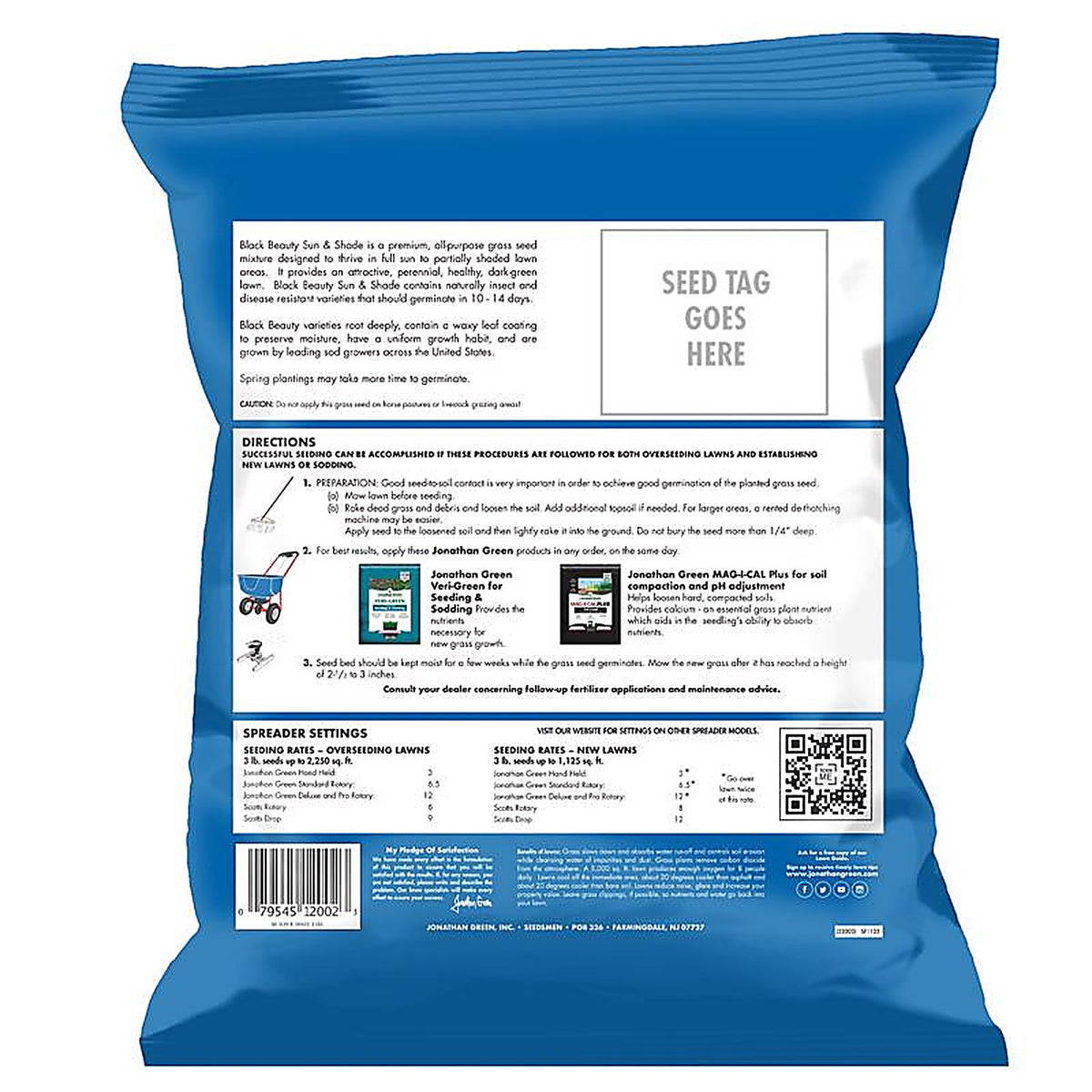 Jonathan Green - 12002 - Black Beauty Sun and Shade Mixed Partial Shade/Sun Grass Seed 3 lb
