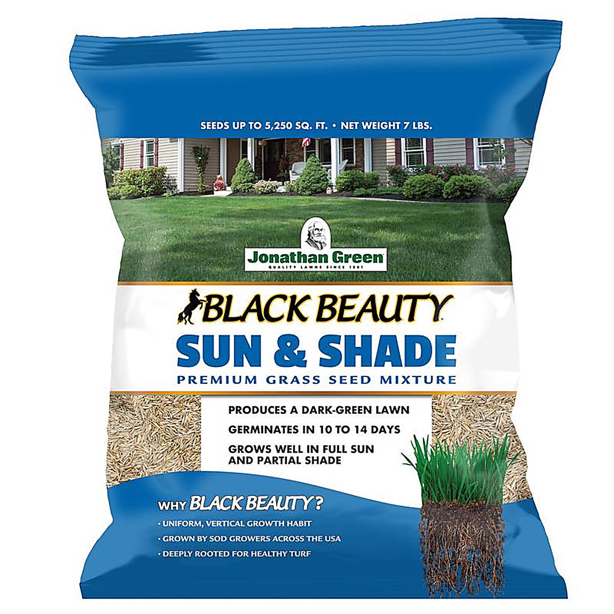 Jonathan Green - 12005 - Black Beauty Sun and Shade Mixed Partial Shade/Sun Grass Seed 7 lb