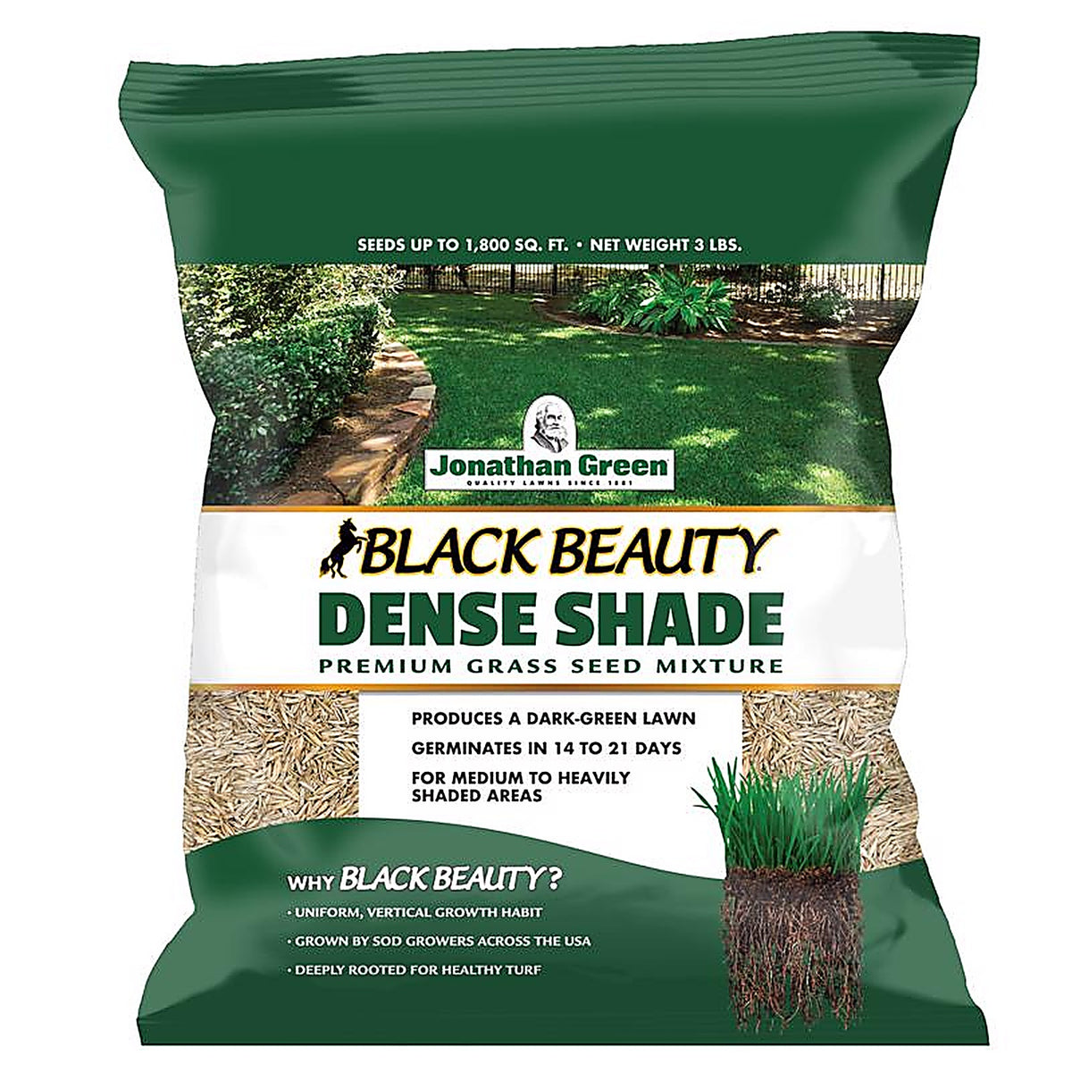 Jonathan Green - 10600 - Black Beauty Dense Shade Mixed Full Shade Grass Seed 3 lb