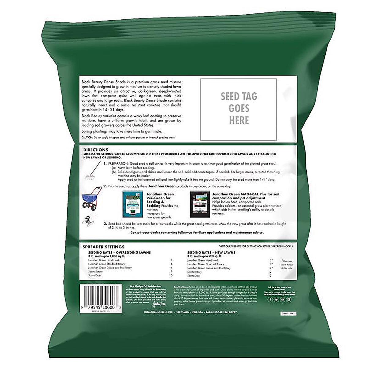 Jonathan Green - 10600 - Black Beauty Dense Shade Mixed Full Shade Grass Seed 3 lb