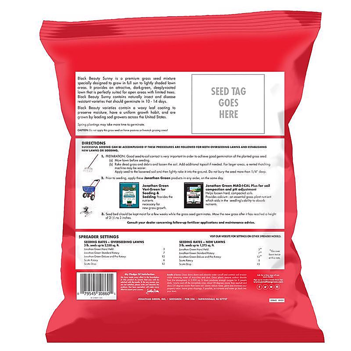 Jonathan Green - 10880 - Black Beauty Sunny Mixed Full Sun Grass Seed 7 lb