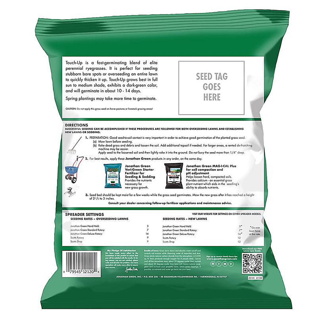 Jonathan Green - 12120 - Touch-Up Perennial Ryegrass Sun or Shade Grass Seed 3 lb