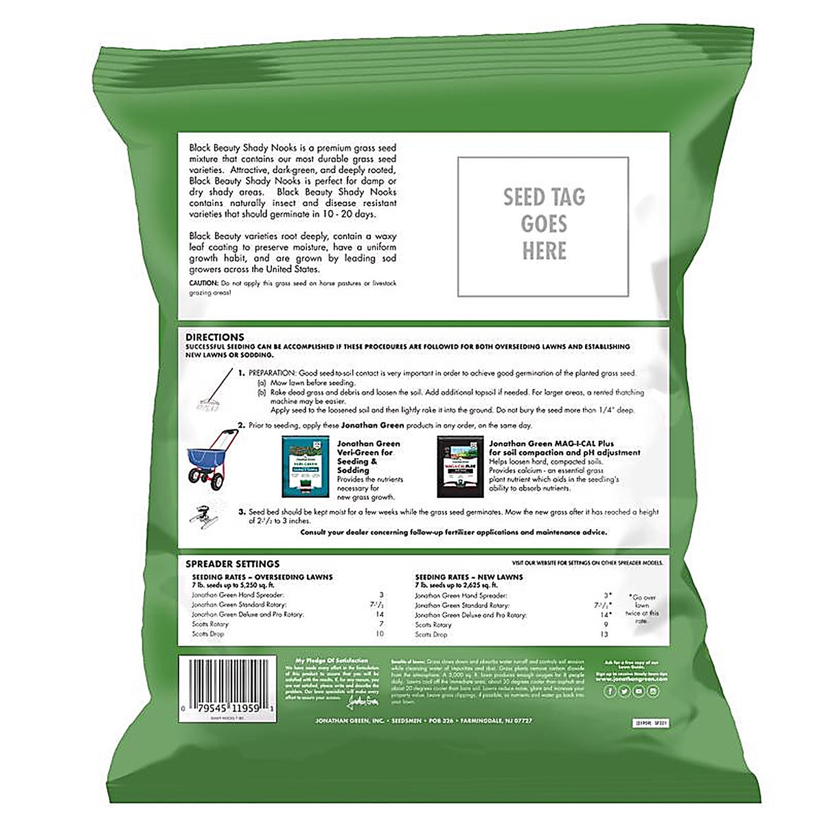 Jonathan Green - 11959 - Black Beauty Shady Nooks Mixed Full Shade Grass Seed 7 lb