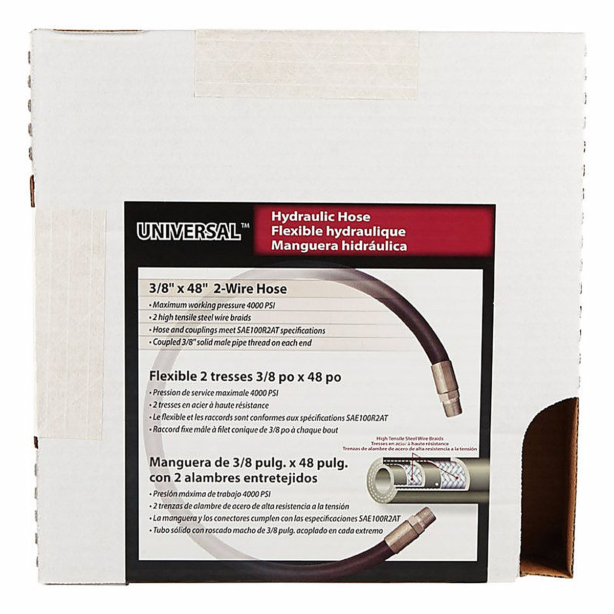 Apache Hose - 98398238 - 0.4 in. D X 48 in. L 4000 psi Rubber 2-Wire Hydraulic Hose