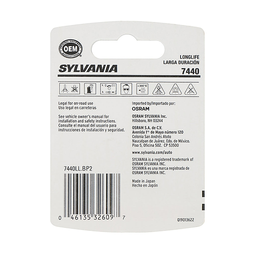 Sylvania - 7440LLBP2 - 7440 Long Life Mini Bulb, 2 Pack