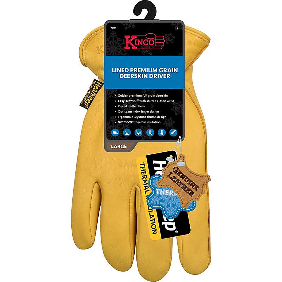 Kinco - 90HK-L - Men's Indoor/Outdoor Driver Gloves Gold L 1 pair