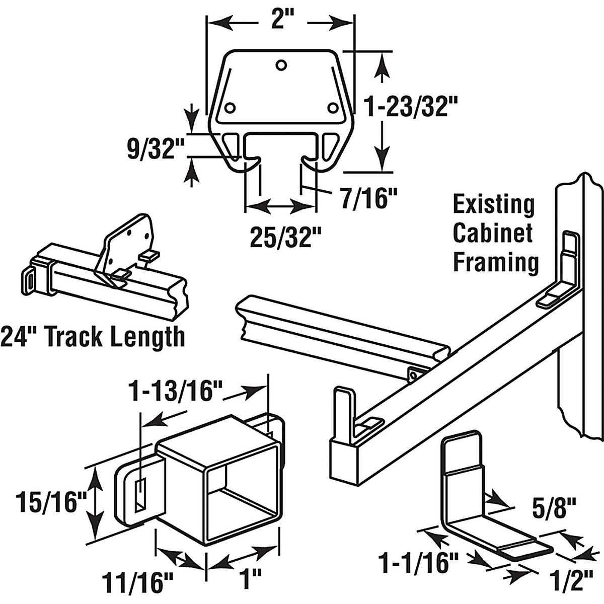 Prime-Line - R 7144 - Plastic Center Guide Track Replacement Set 1 pk