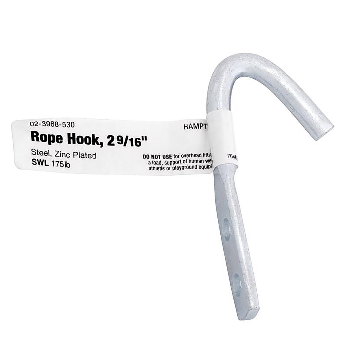 Hampton - 02-3968-530 - Small Zinc-Plated Silver Steel 2.5625 in. L Rope Binding Hook 175 lb. - 1/Pack