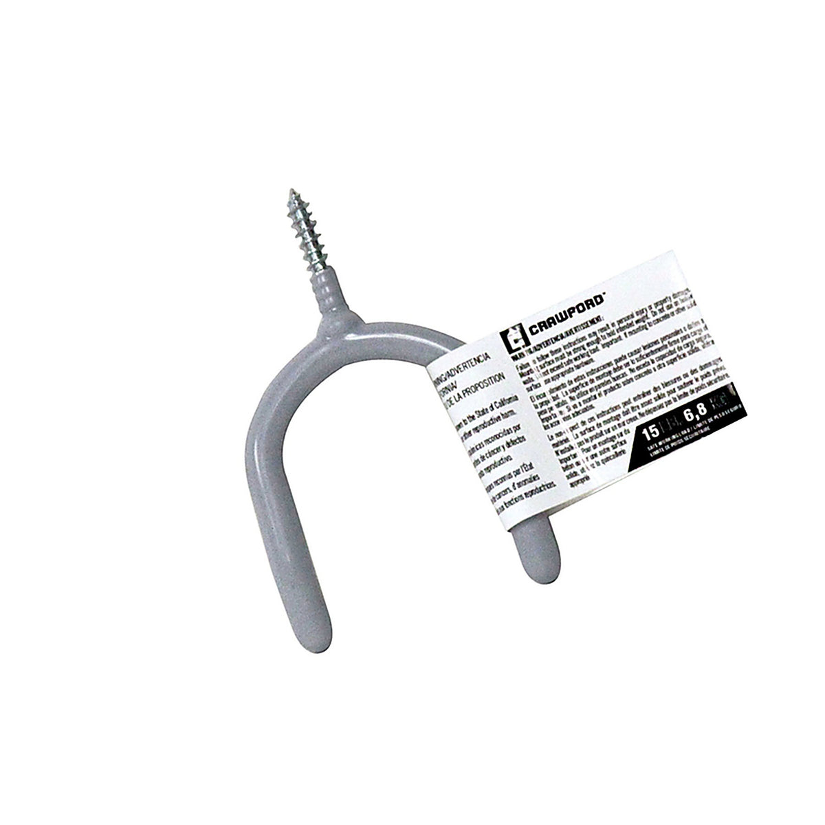 Crawford - SS13-25 - 3.94 in. L Vinyl Coated Gray Steel Medium Storage Hook 15 lb. capacity - 1/Pack