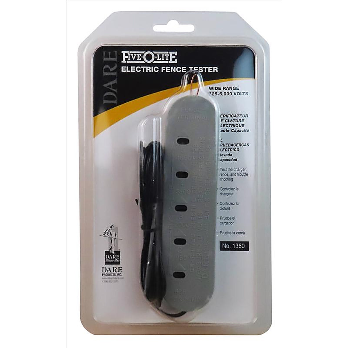 Dare - 1360 - 5000 V Electric-Powered Five-O-Lite Tester Gray/Silver