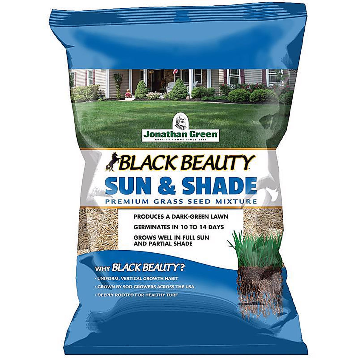 Jonathan Green - 12004 - Black Beauty Sun and Shade Mixed Partial Shade/Sun Grass Seed 15 lb