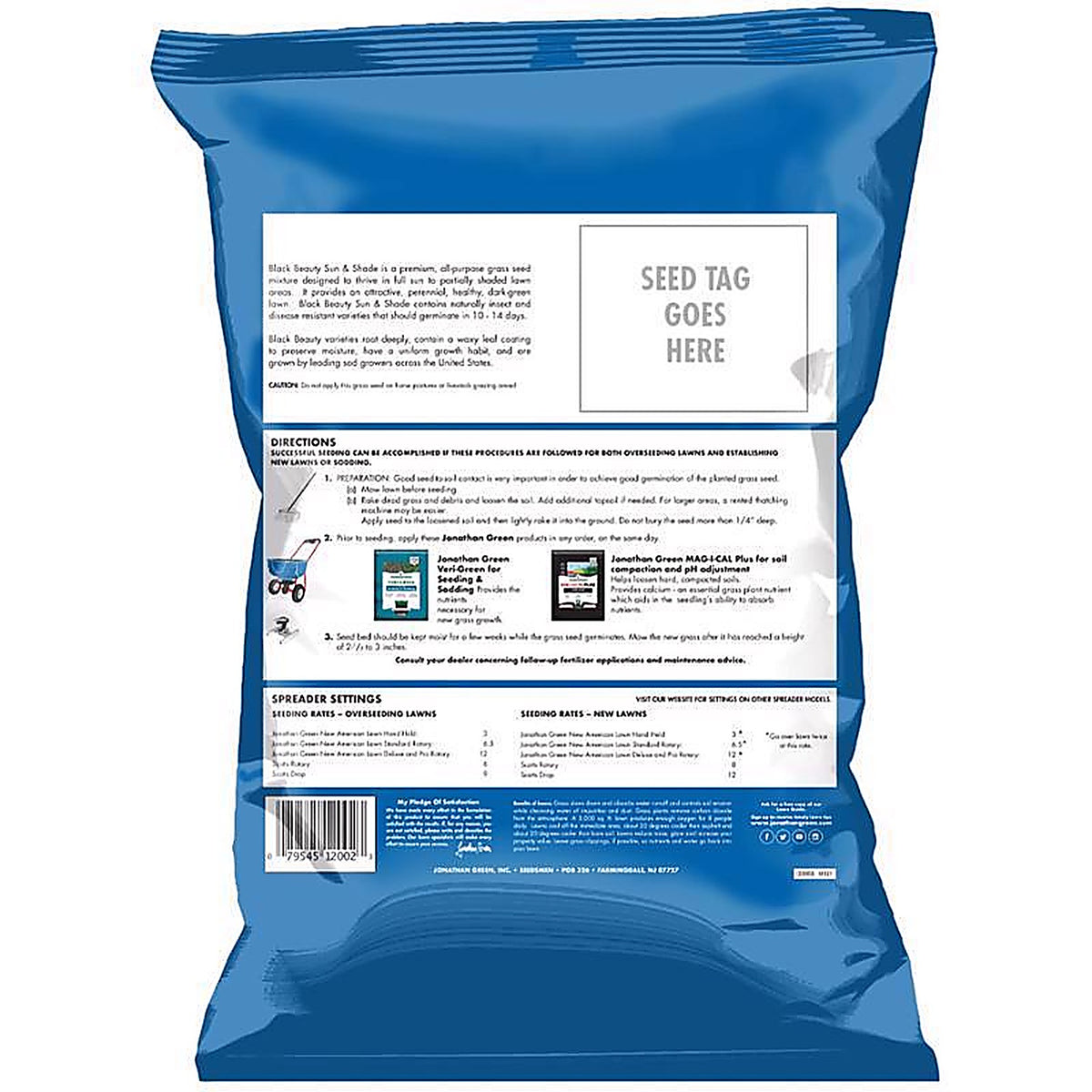 Jonathan Green - 12004 - Black Beauty Sun and Shade Mixed Partial Shade/Sun Grass Seed 15 lb
