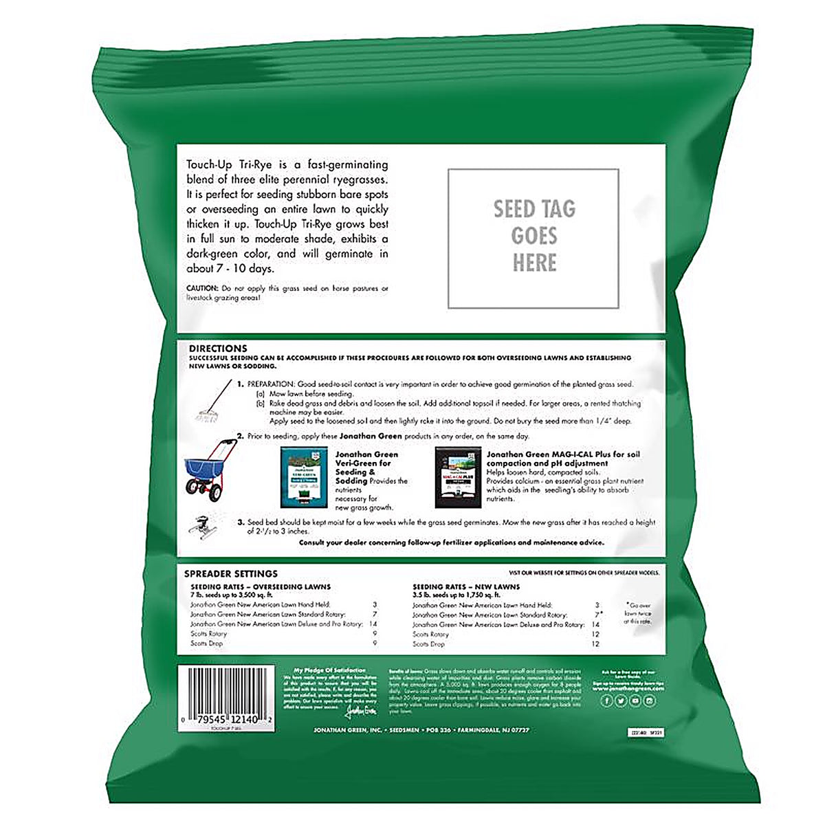 Jonathan Green - 12140 - Touch-Up Perennial Ryegrass Sun or Shade Grass Seed 7 lb