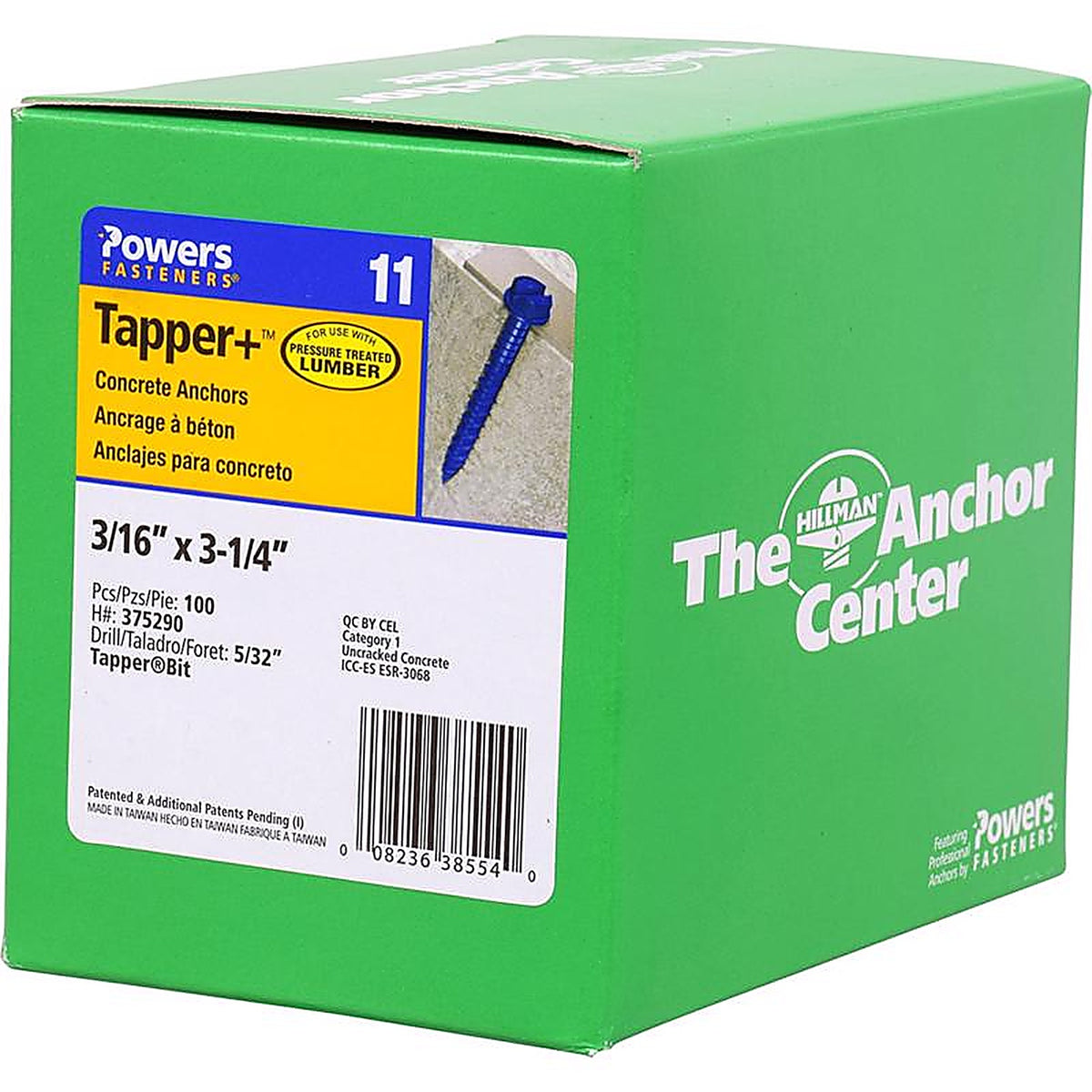 Hillman - 375290 - Tapper Steel Hex Head Concrete Screw Anchor - 100/Pack