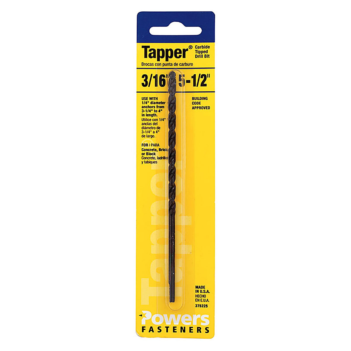 Hillman - 375225 - Tapper 3/16 in. x 5-1/2 in. L Carbide Tipped Drill Bit 1/pc.