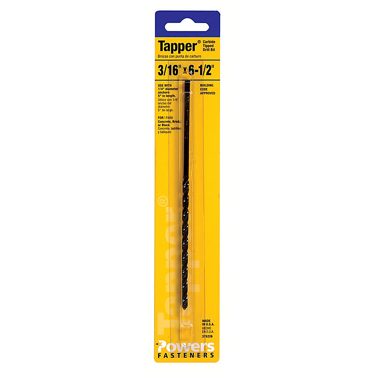 Hillman - 375226 - Tapper 3/16 in. x 6-1/2 in. L Carbide Tipped Drill Bit 1/pc.