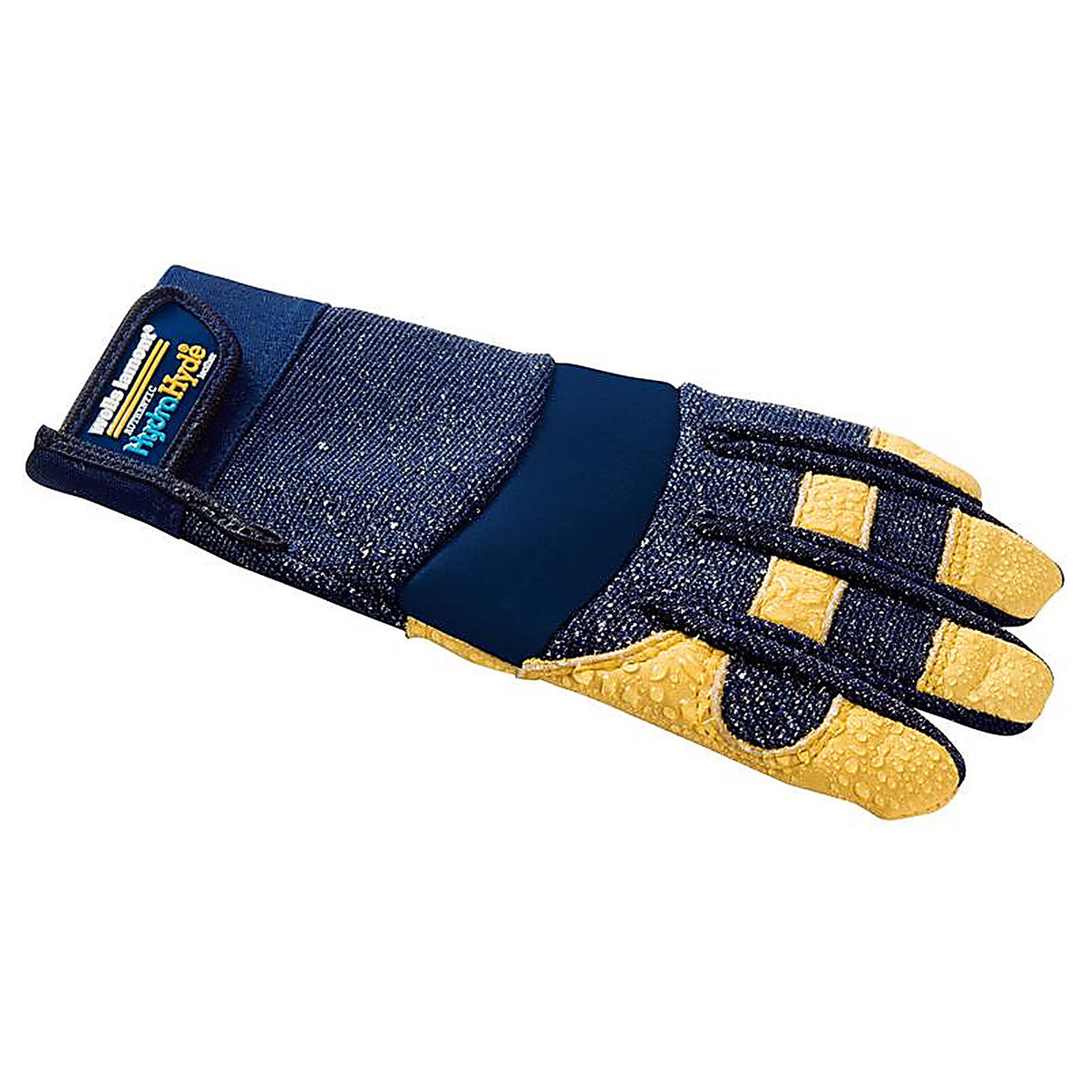 Wells Lamont - 3207XL - HydraHyde Men's Cowhide Leather Water Resistant Work Gloves Blue/Yellow XL 1 pair