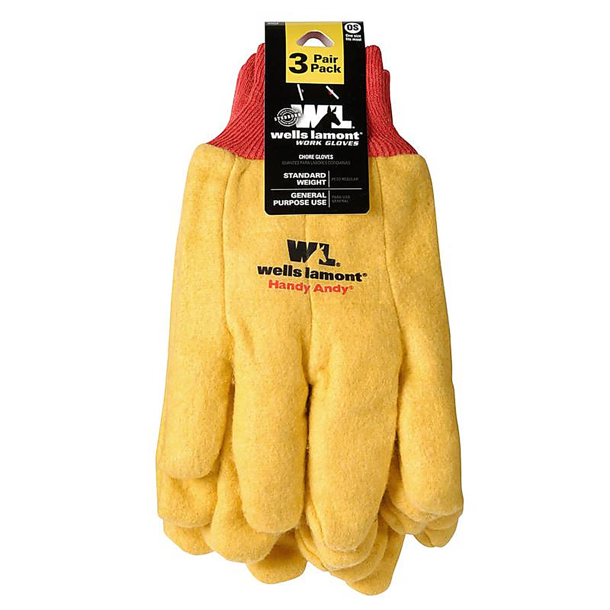 Wells Lamont - 300F - Handy Andy Men's Indoor/Outdoor Cotton/Polyester Chore Gloves Yellow One Size Fits All