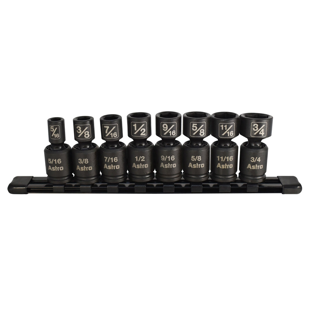 Astro Pneumatic - 78340 - 8 Pc. 3/8 in Drive Nano Pinless Universal Impact Sockets - SAE