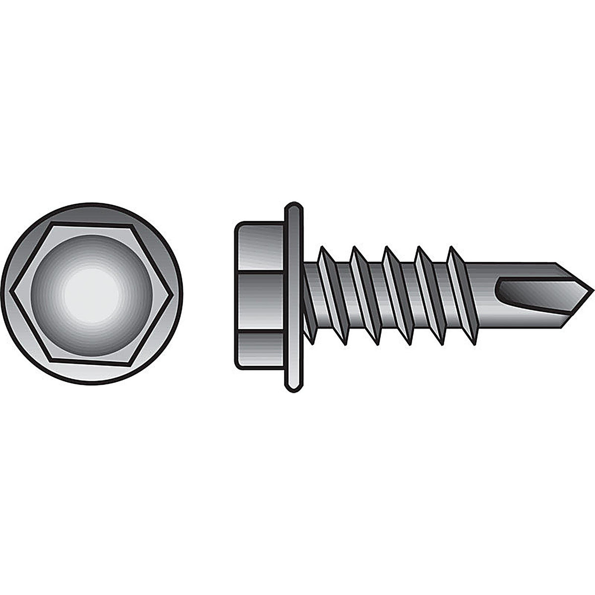 Hillman - 560334 - No. 10-16 x 1-1/4 in. L Hex Washer Head Zinc-Plated Steel Self- Drilling Screws 100 - 1/Pack