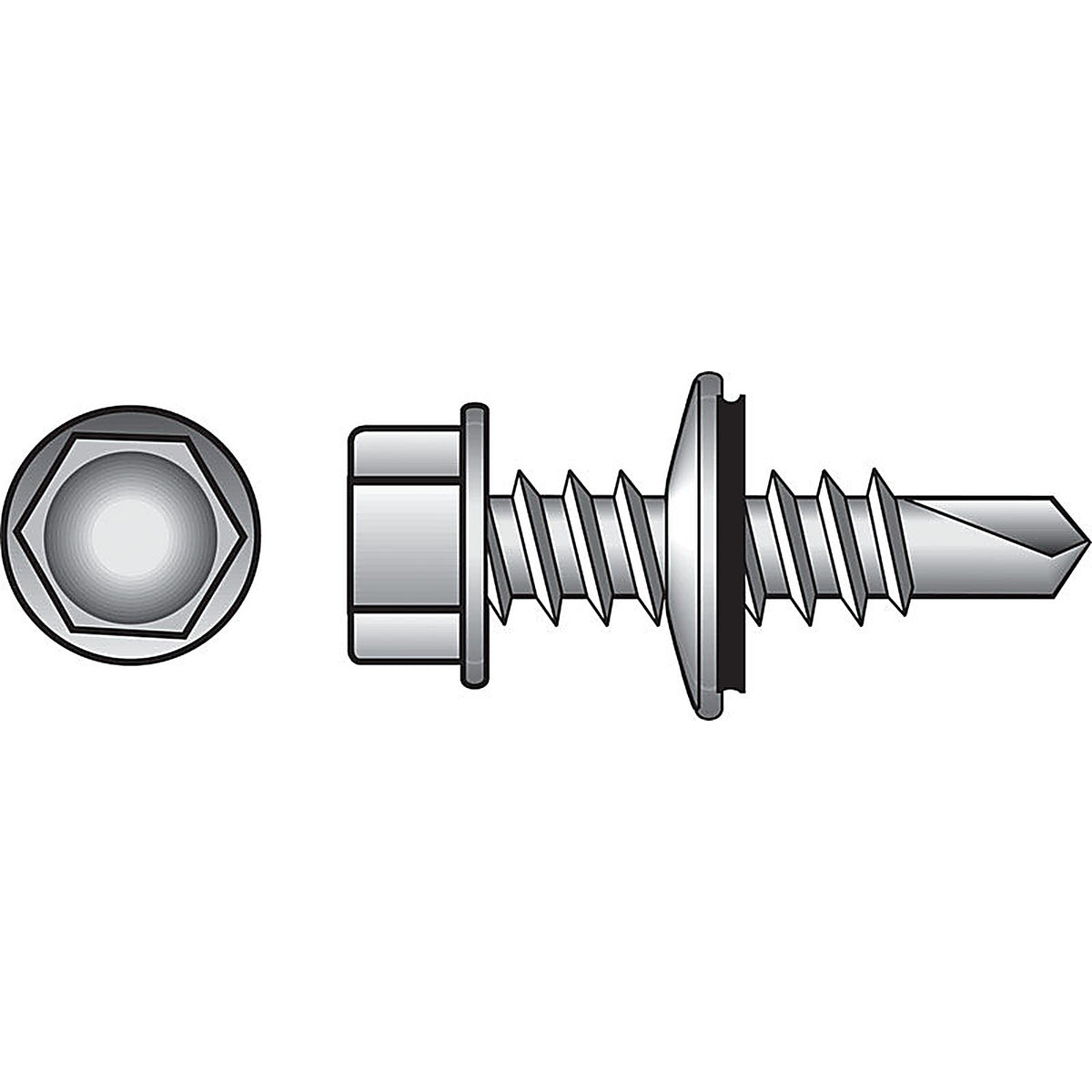 Hillman - 561033 - No. 12-14 x 3/4 in. L Hex Washer Head Zinc-Plated Steel Self- Drilling Screws 100 - 1/Pack
