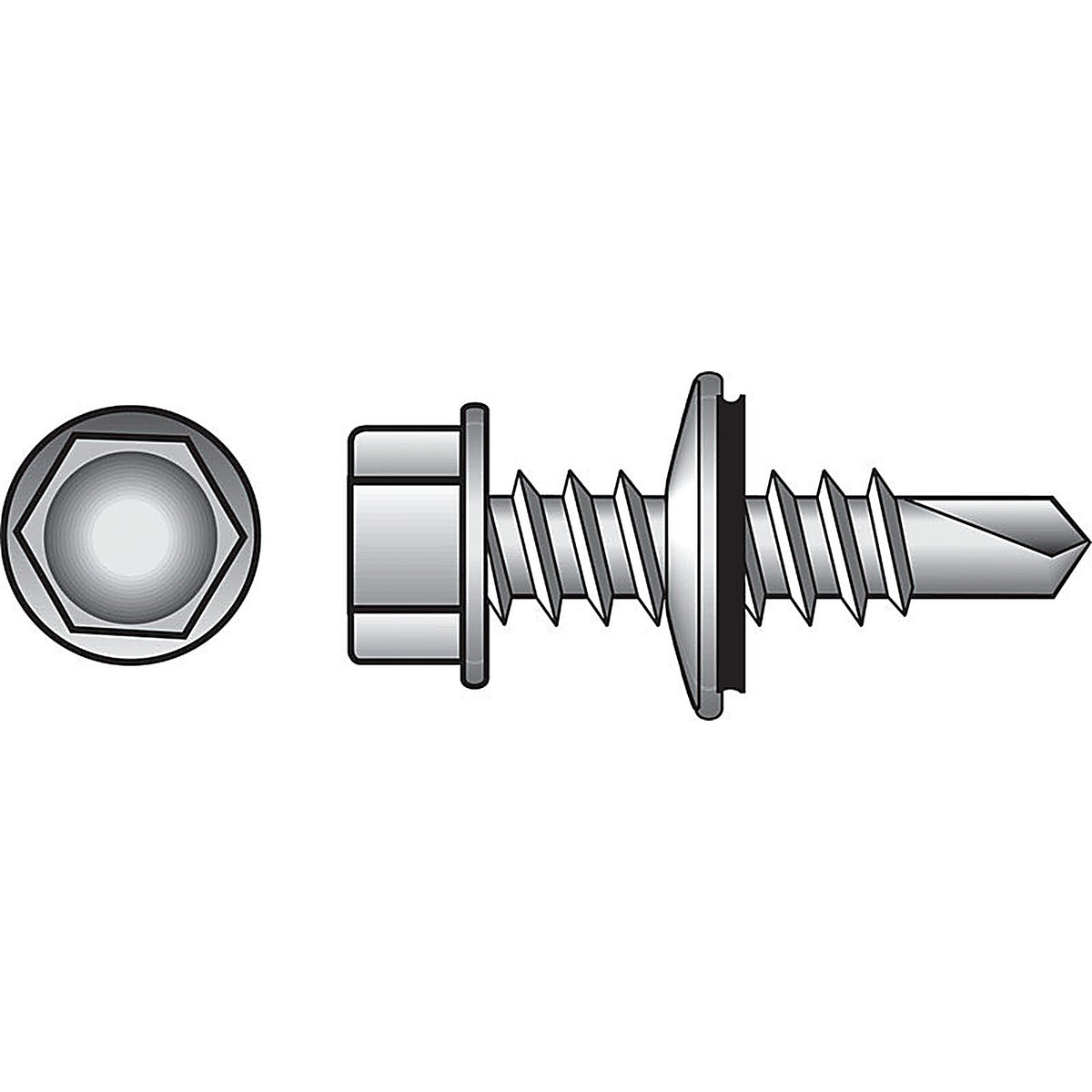 Hillman - 561050 - 1/4 Sizes x 1 in. L Hex Hex Washer Head Zinc-Plated Steel Self- Drilling Screws - 100/Pack