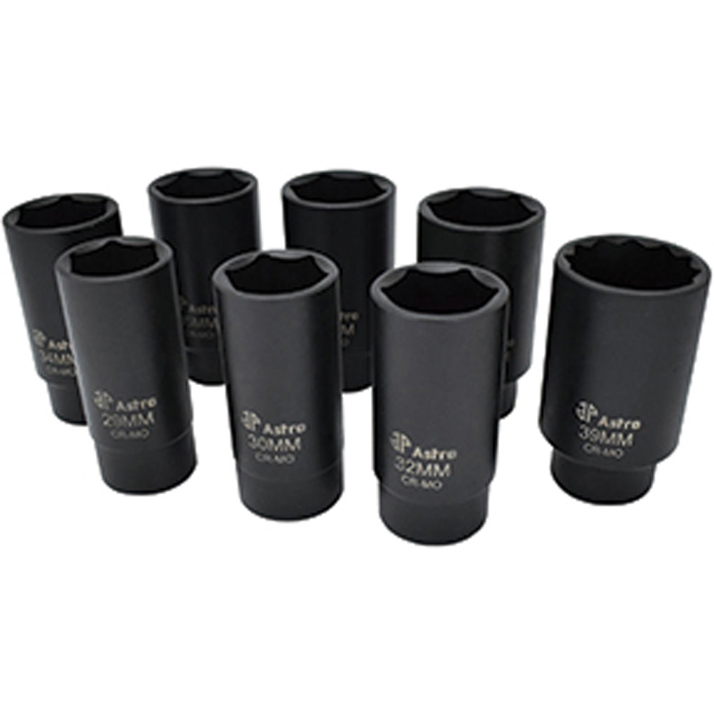 Astro Pneumatic - 78866 - 6 Point Axle Nut Socket Set 8 Pieces