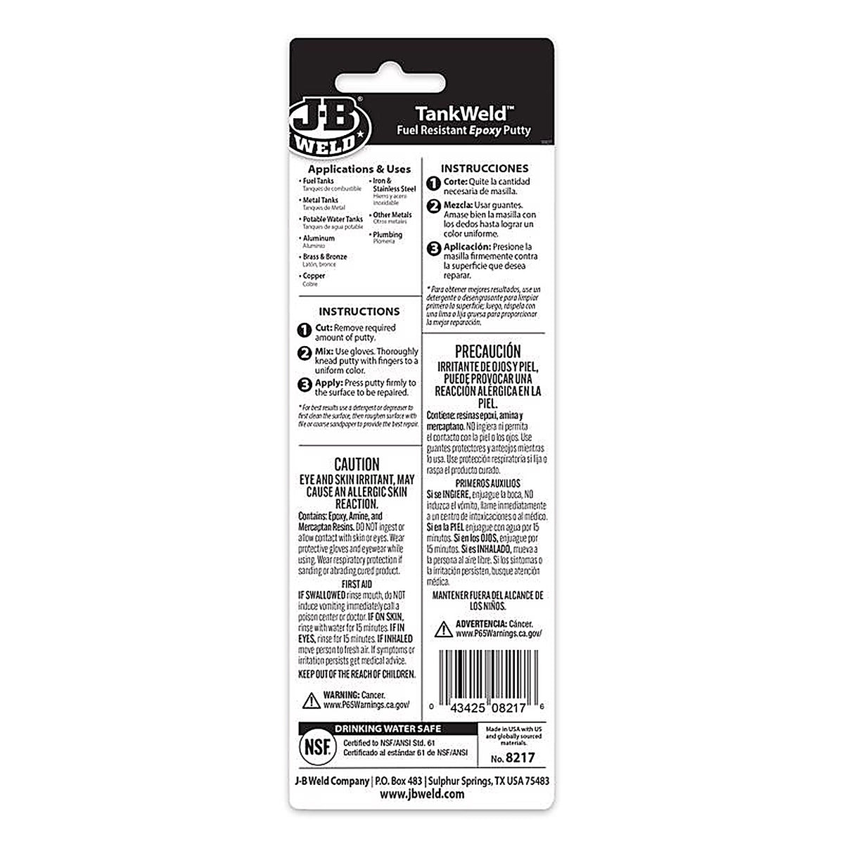 J-B Weld - 8217 - TankWeld High Strength Automotive Epoxy Putty 1 oz.