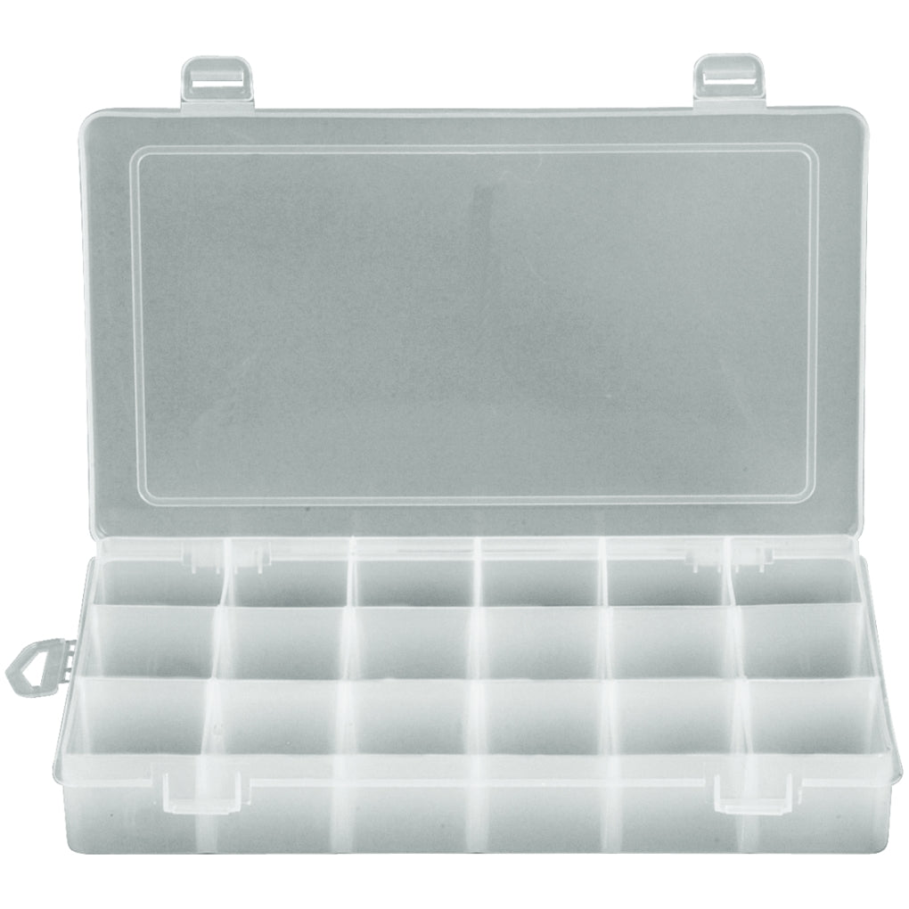 Disco|80118|18 Compartments 11in x 6 3/4in (Small) , Transparent Plastic Compartment Box
