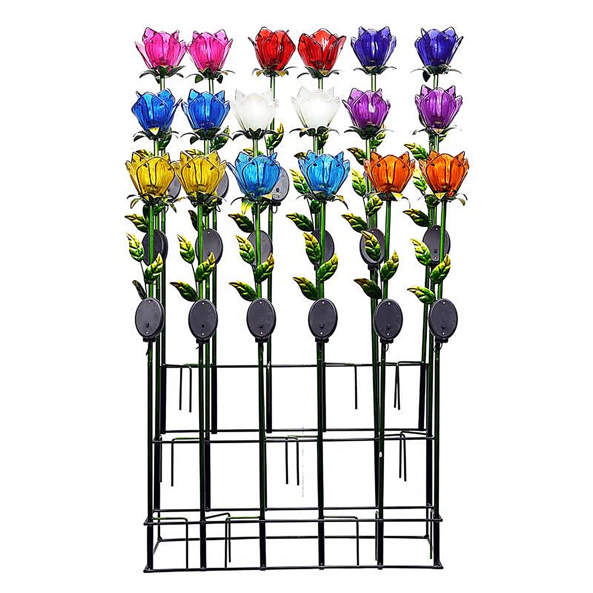 Alpine - KUR144A - Glass Multi-color 33 in. H Tulip Petals Outdoor Garden Stake