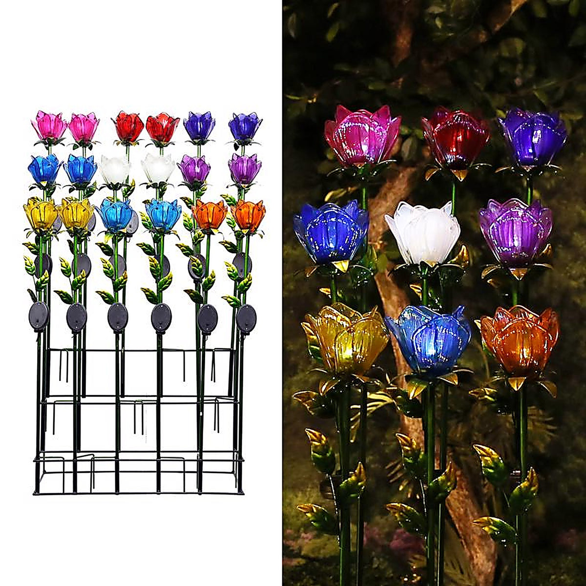Alpine - KUR144A - Glass Multi-color 33 in. H Tulip Petals Outdoor Garden Stake