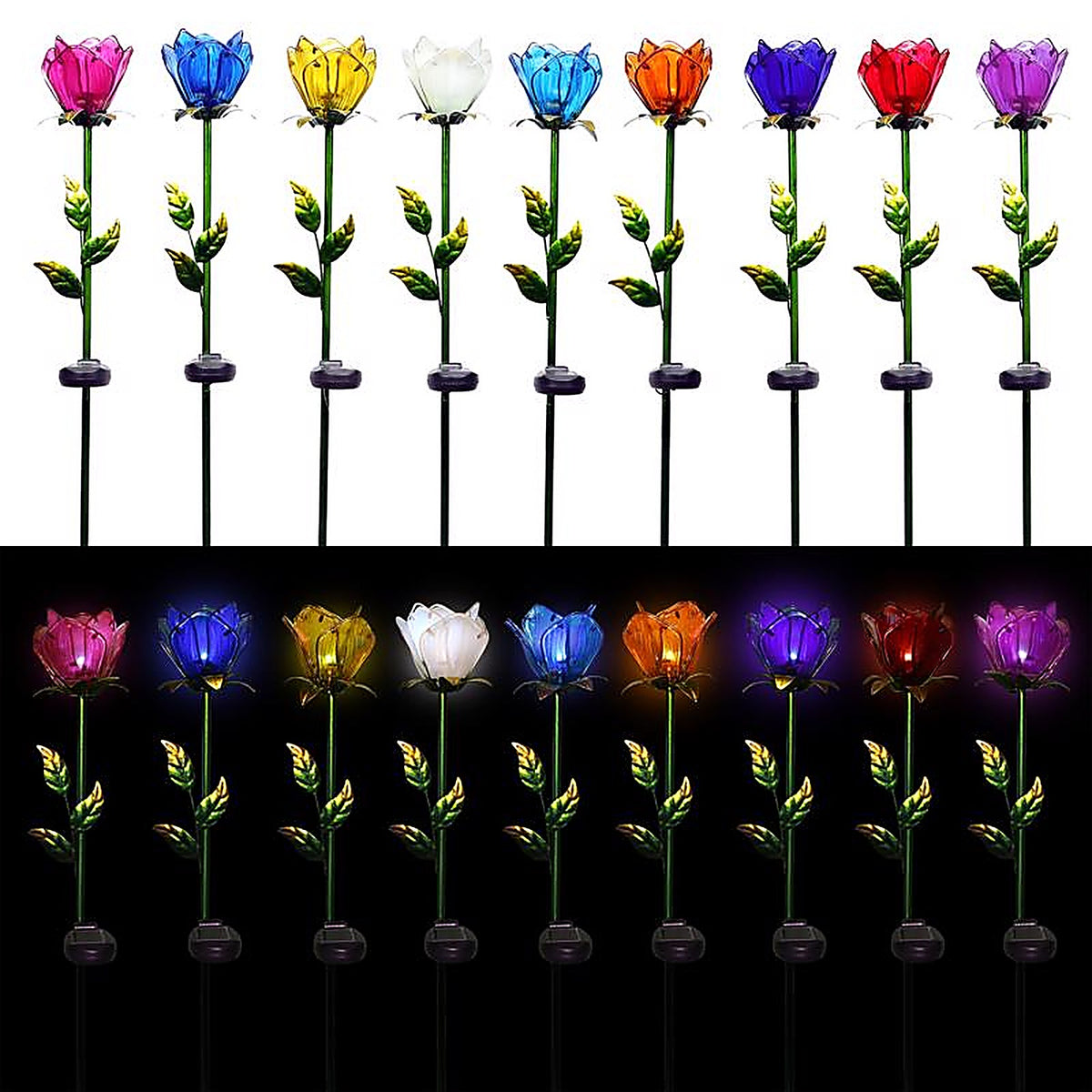 Alpine - KUR144A - Glass Multi-color 33 in. H Tulip Petals Outdoor Garden Stake