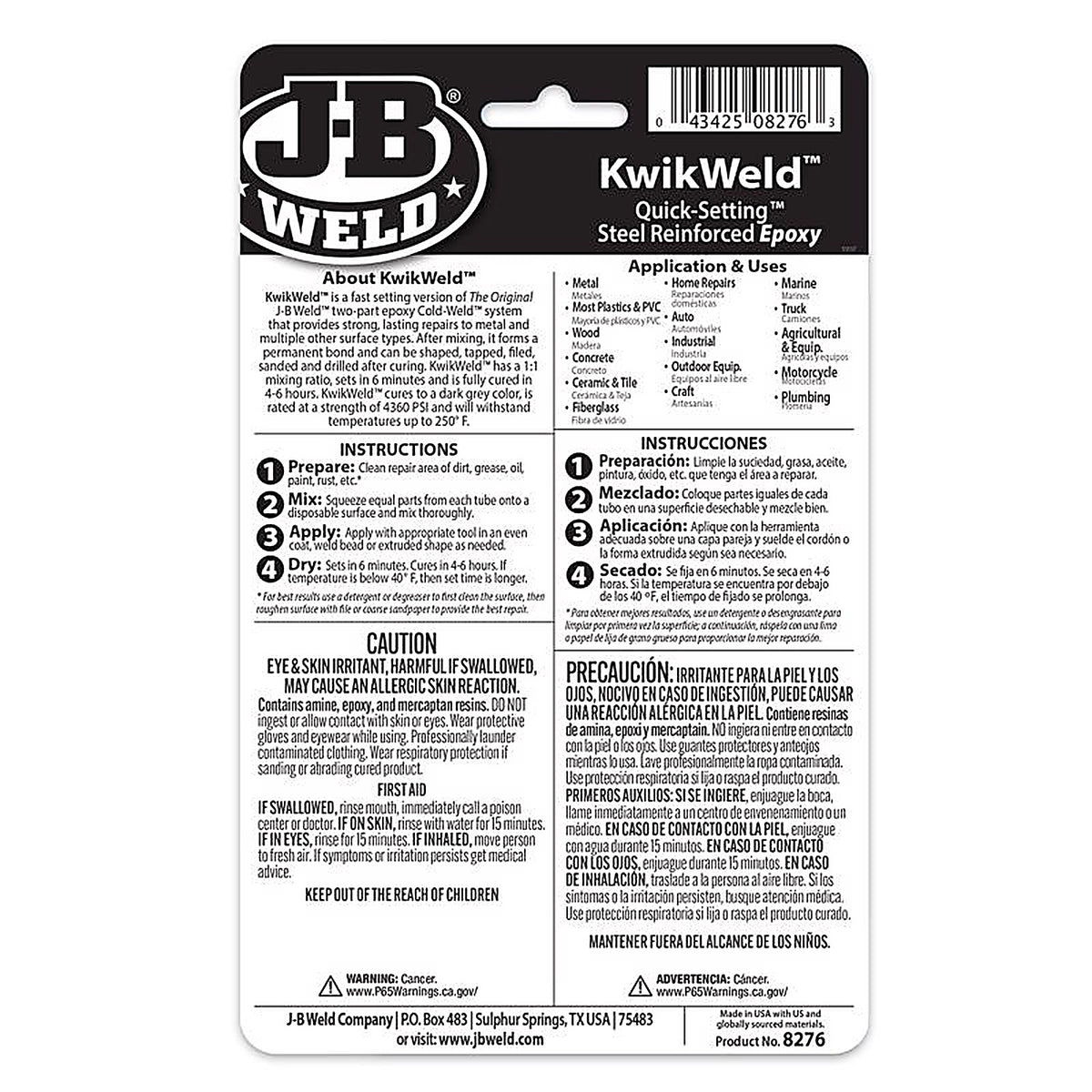 J-B Weld - 8276 - KwikWeld High Strength Epoxy Paste 2 oz.