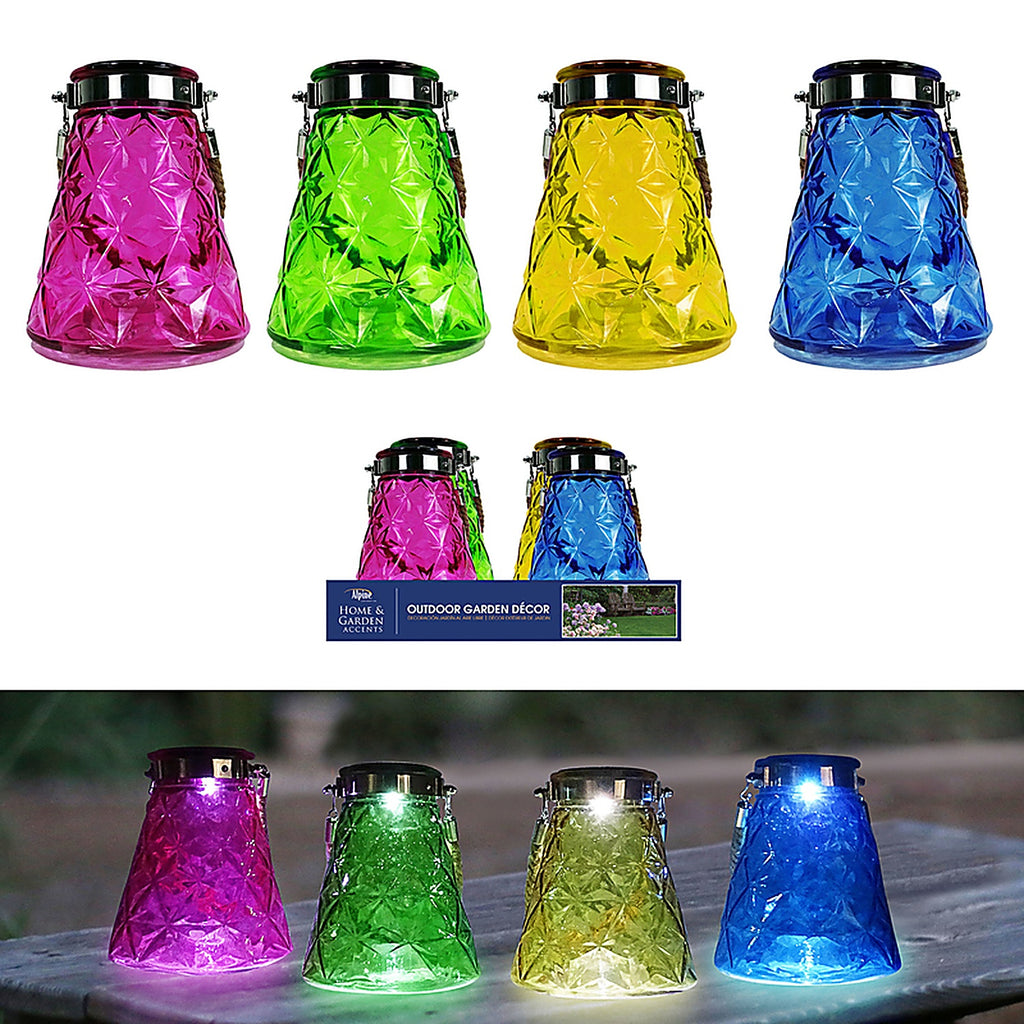 Alpine - HGY440ABB-8 - Glass Solar Hanging Lantern Assorted